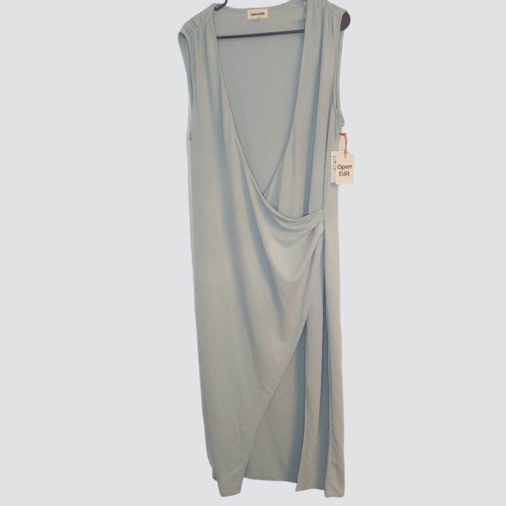 Nordstrom Open EDIT Maxi/Midi Faux Wrap Slit Front Sexy Dress Size L NWT